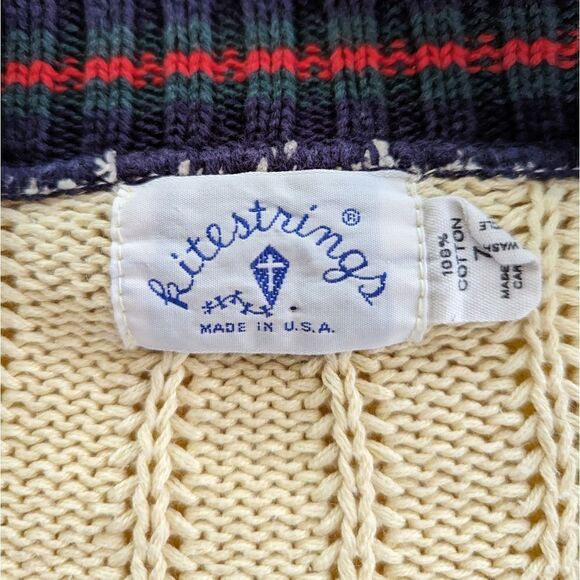 Kitestrings vintage cable knit youth cardigan sweater - Picture 2 of 4